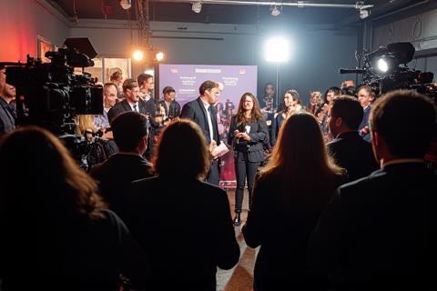 Film crew during a media event